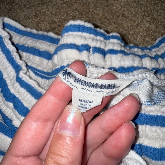 American Eagle Outfitters Blue and Cream Striped Shorts - Picture 4 of 4